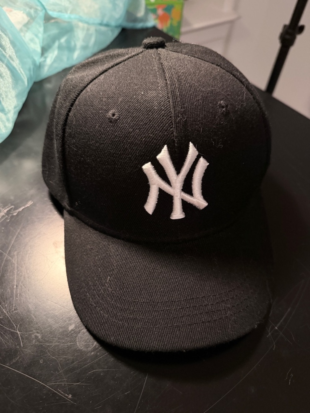 Black Baseball Cap with White Embroidered NY Logo